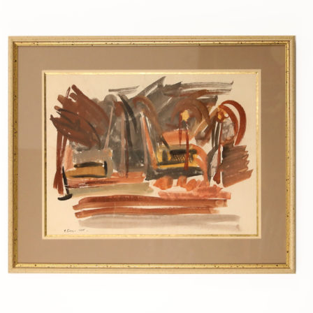 Franck FAY (1921-2011) La plage à Tahiti - Aquarelle signée, datée 1956, et située Tahiti en bas à gauche