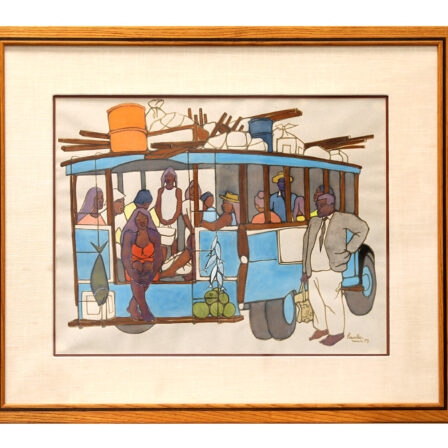 François RAVELLO - "Truck Bleu", gouache sur papier signée