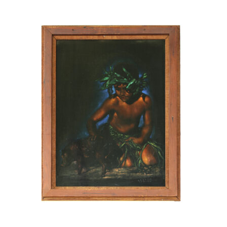 Edgar LEETEG - Peinture sur velours noir signée 1940 - 1950