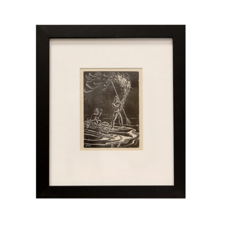 Wolfgang Wolff - Gravure sur bois signée, "Pêche au patia de nuit"