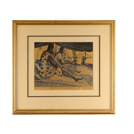 Erhard LUX - Litho numéroté 3/50 datée de 1978, portant l'inscription "Tahitienne sur le Taporro à Bora Bora"