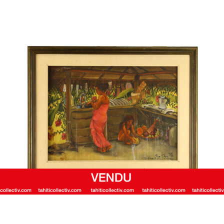 Jean SHELSHER - Acrylique sur toile "Te fare Tutu" signée et datée 1982