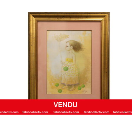 Jean-Charles BOULOC - Aquarelle originale signée "Cueillette de Uru"