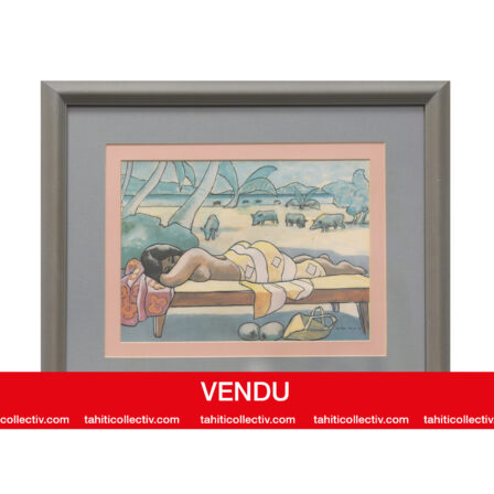 Jean MICHON - Lavis sur papier signé "la sieste"