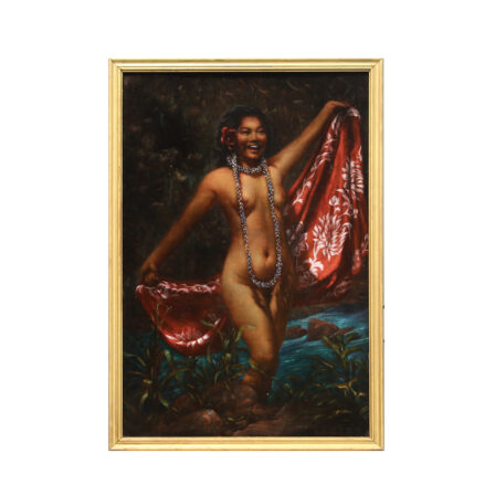 Edgar William LEETEG - Peinture sur velours noir signée