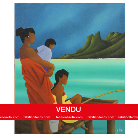 Philippe DUBOIS - Acrylique sur toile "Vahine au ponton" 2009