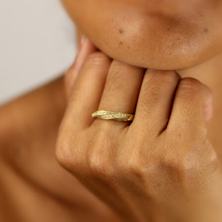 Bague multi brins entrelacés avec diamants