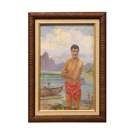 CARTIER - Huile sur toile signée 1940 "Pêcheur Tahitien"