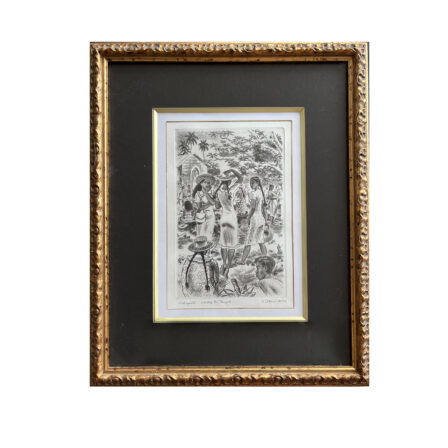 BOULLAIRE - Gravure "Maupiti, sortie du temple" signée