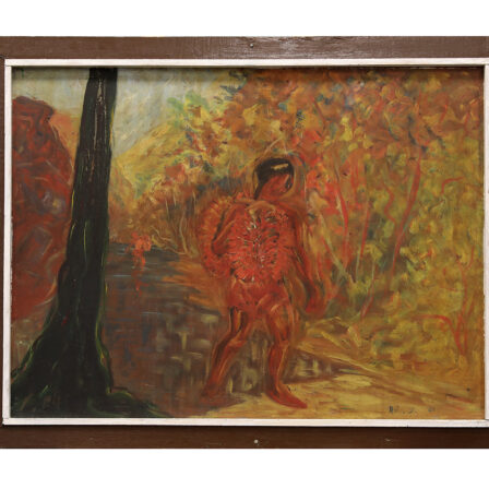 Rui JUVENTIN - Huile sur panneau signée "Porteur de Fei" 1961