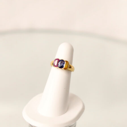 Bague or jaune, Saphir, Rubis et Citrine