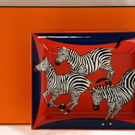 HERMES - Vide-poches en porcelaine à décor zèbres
