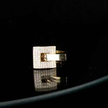 Bague or jaune 18 K pavage diamants "ceinture"