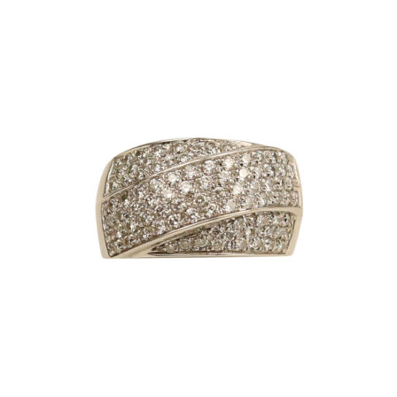z_ Bague en or blanc 18K avec pavage de diamants environ 1 carat