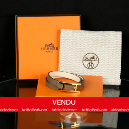 HERMES - Bracelet cuir "Behapi" double tour