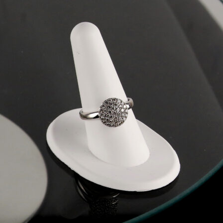 Bague bouton d'or, pavage de diamant 0,80 cts