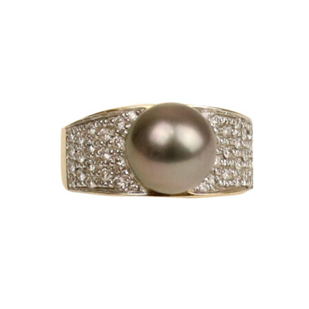 z_Bague or jaune, perle de tahiti et pavage de diamants