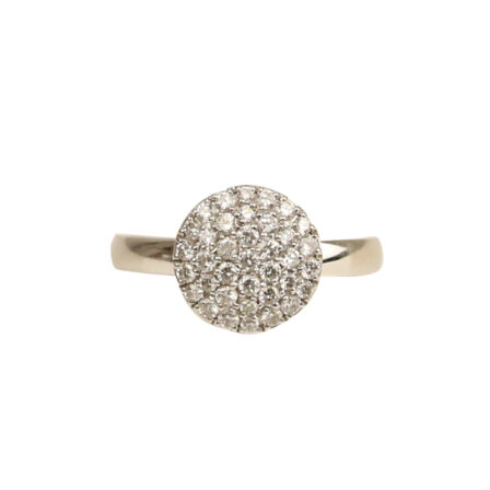 z_ Bague bouton d'or, pavage de diamant 0,80 cts