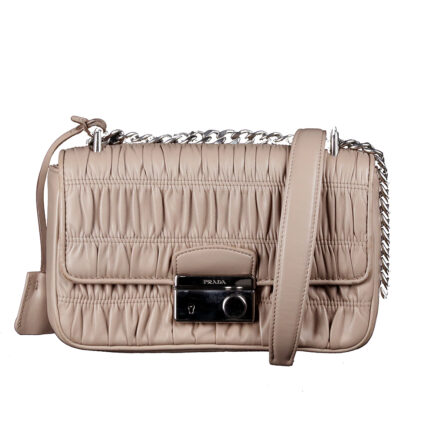 PRADA - Sac bandoulière gaufré en cuir rose-poudre