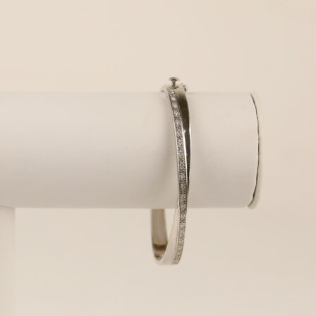 Bracelet jonc or blanc, diamanté (demi tour)