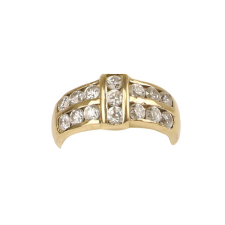 z_ Bague or jaune, sertie 15 diamants 0,10 Carats