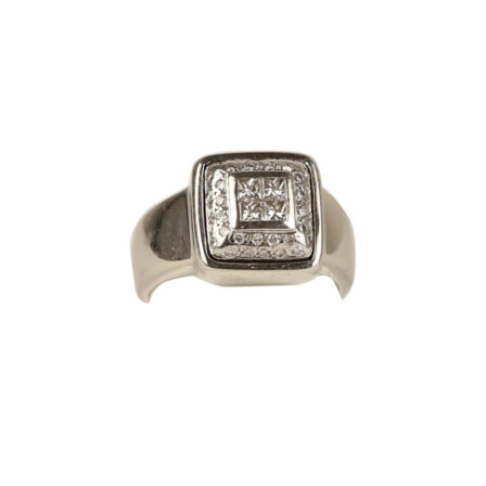 z_ Bague art déco or blanc et diamants