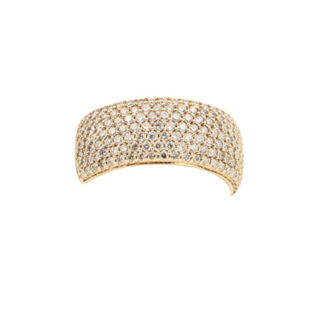 z_Bague "allée princière" pavage diamants et or jaune 10 K