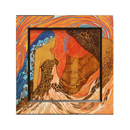Bruno CURET - Huile sur panneau signée "RED MOON"