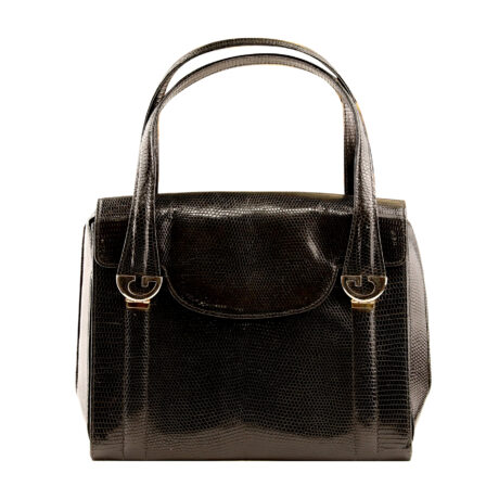 GUCCI - Sac Tote vintage lézard noir