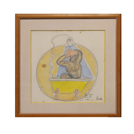 François RAVELLO - Gouache sur papier signée et annotée