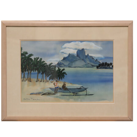 Jean SHELSHER - Aquarelle signée et datée 1972 "Bora Bora"