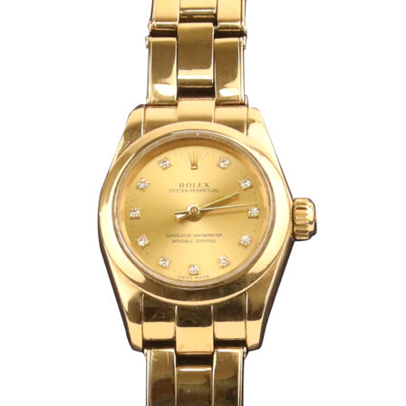 ROLEX - Oyster perpetual mini or jaune et diamants