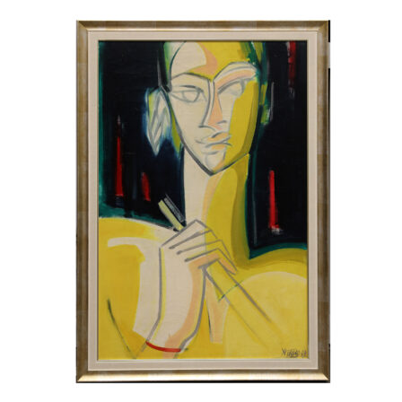 Henri CROCQ - "Le piroguier" Huile sur panneau signée, 1982