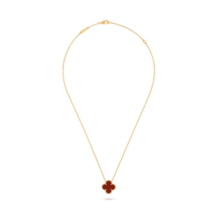 VAN CLEEF & ARPELS - Collier Alhambra or jaune et cornaline