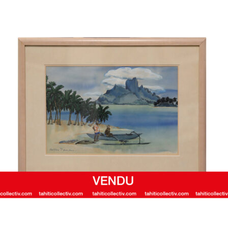 Jean SHELSHER - Aquarelle signée et datée 1972 "Bora Bora"