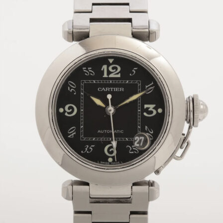 CARTIER - Pasha acier fond noir