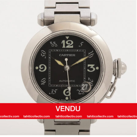 CARTIER - Pasha acier fond noir
