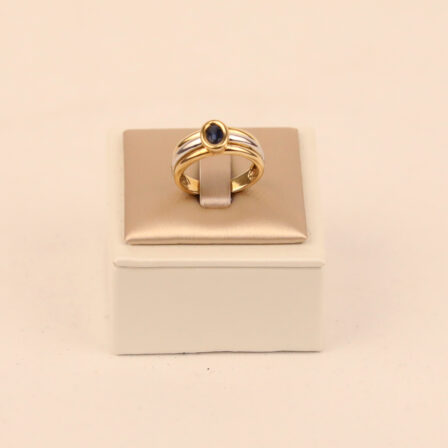 Bague 2 ors et saphir bleu