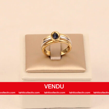 Bague 2 ors et saphir bleu