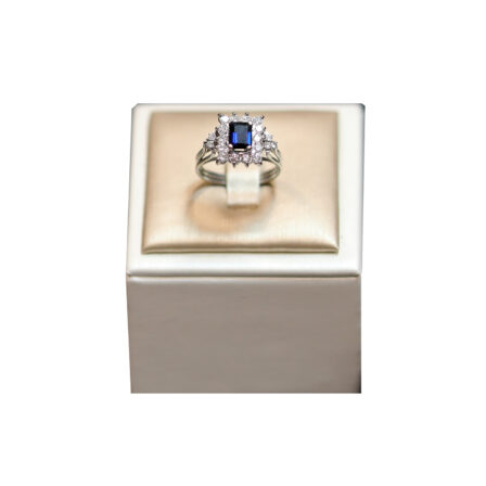 Bague or blanc 18 K saphir et diamants