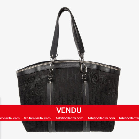 DIOR - Sac cabas brodé de fleurs, noir