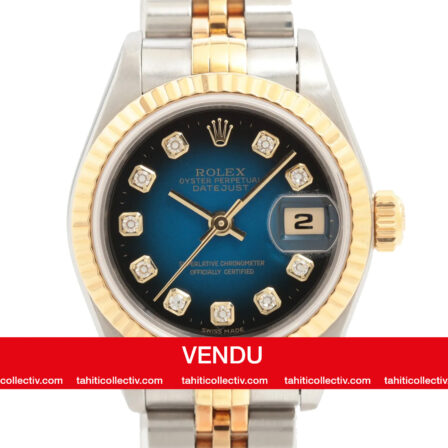 ROLEX - Lady Date just 26 or jaune et diamants