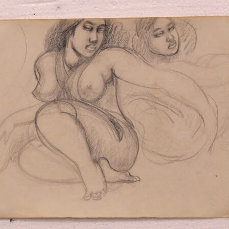 Octave MORILLOT - Crayon sur papier avec tampon d’époque de la galerie Winkler