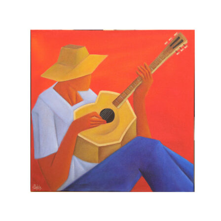 DUBOIS - "Tane à la guitare" acrylique sur toile, signée