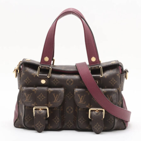 LOUIS VUITTON - Manhattan en toile enduite marron et bordeaux cuir