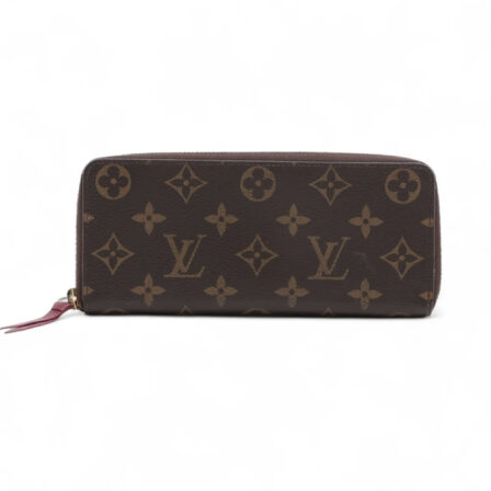 LOUIS VUITTON - Portefeuille Clemence monogram et cuir fushia