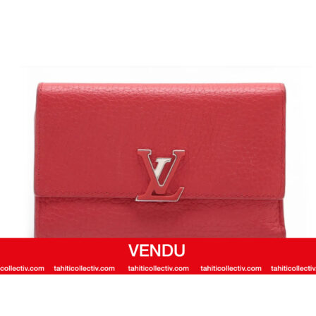 LOUIS VUITTON - Portefeuille Capucines en cuir Taurillon rouge écarlate