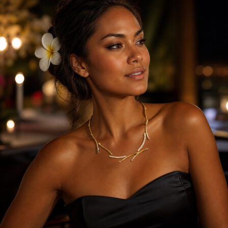 Collier en or jaune et pavage de diamants (0,80 crts)